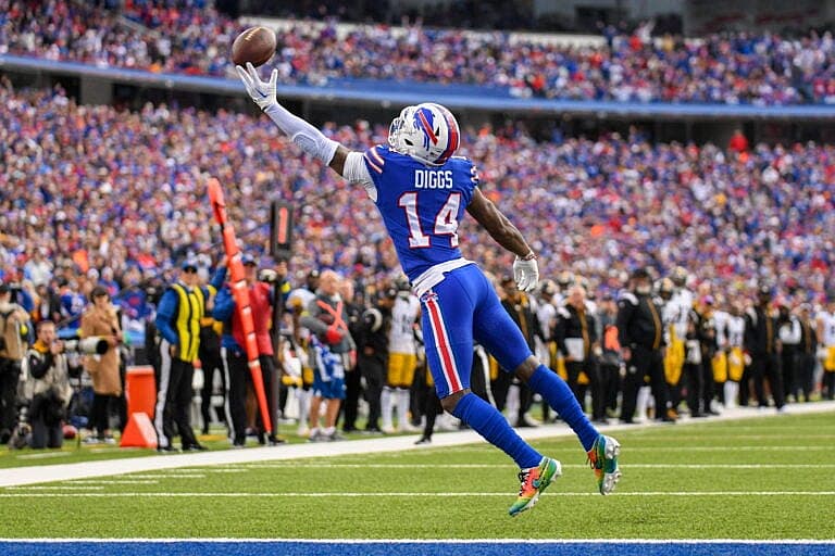 Stefon Diggs catching a football