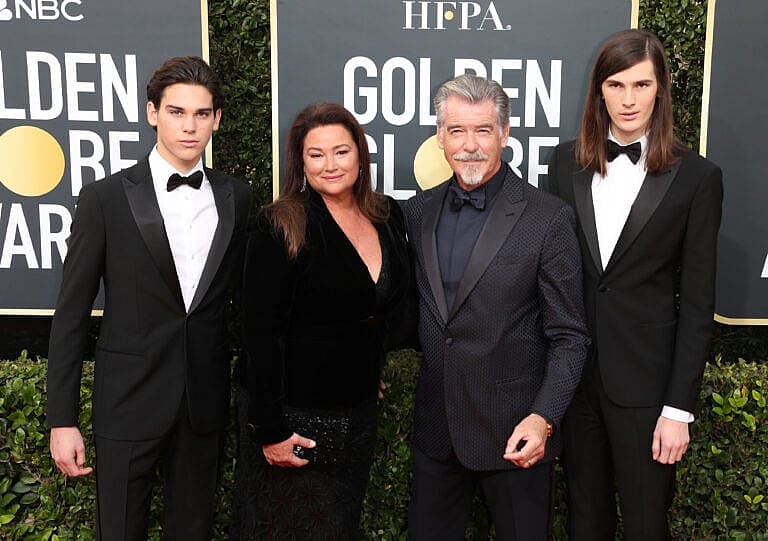 77th Annual Golden Globe Awards - Arrivals. 05 Jan 2020 Pictured: Pierce Brosnan, Keely Shaye Smith, Sean Brosnan, Paris Brosnan.