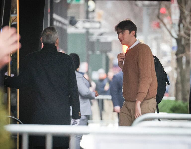 Barron Trump arrives back to Trump Tower in New York after spending the day at NYU