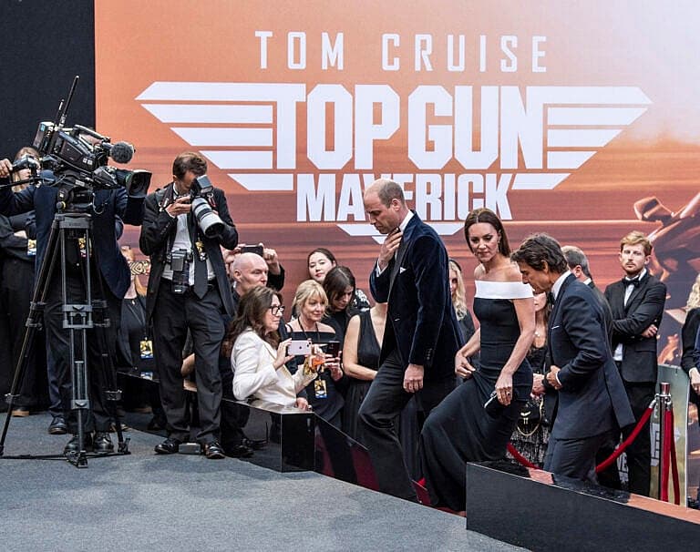 London, UK. William, Duke of Cambridge, Catherine, Duchess of Cambridge a at the Top Gun: Maverick Royal Film Performance at Leicester Square. 19th May 2022.