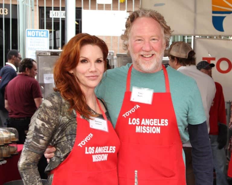 Melissa Gilbert and Timothy Busfield at Los Angeles Mission Christmas Eve For The Homeless