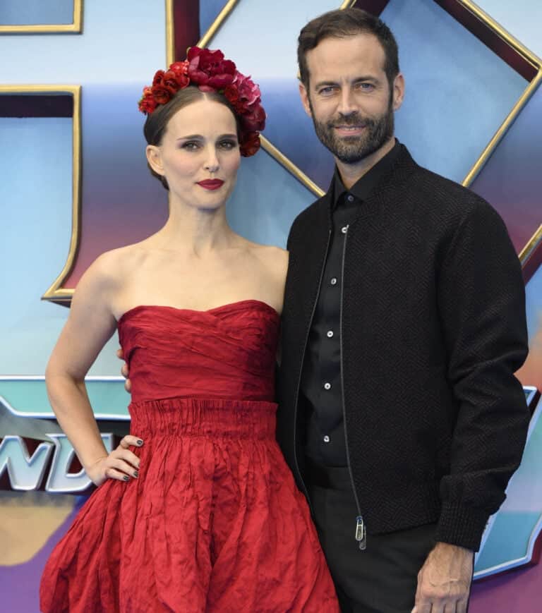 Natalie Portman and husband Benjamin Millepied attend the Marvel Studios Thor Love and Thunder UK Gala Screening, at the Odeon cinema, Leicester Square, London. 5th July 2022.