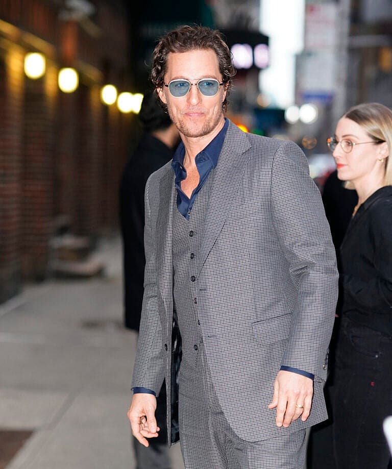 Matthew McConaughey arrives at Stephen Colbert Show in New York.