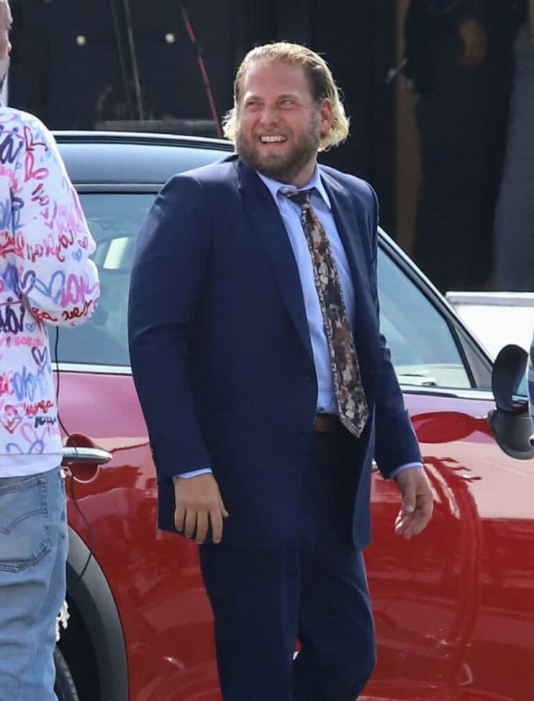 Jonah Hill seen leaving his film set after work in his custom van