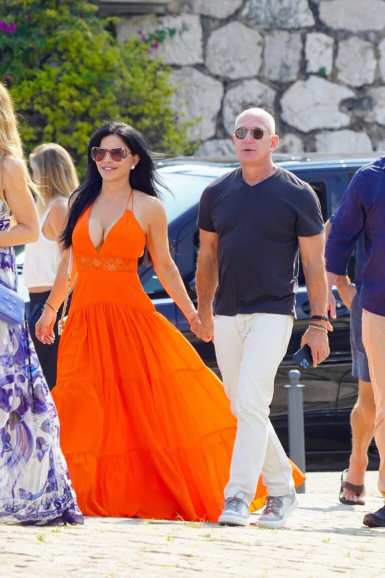 Jeff Bezos and Lauren Sanchez are seen out for a walk in Beaulieu sur Mer