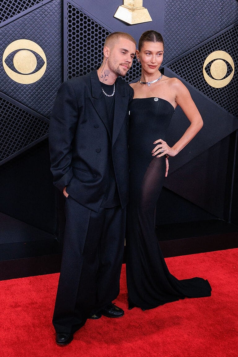 Justin Bieber e sua esposa, Hailey Bieber, no Grammy Awards de 2026