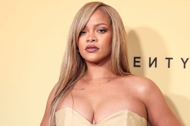Rihanna arrives at the Rihanna x Fenty Beauty New Product Launch For Fenty Beauty Soft'Lit Naturally Luminous Longwear Foundation