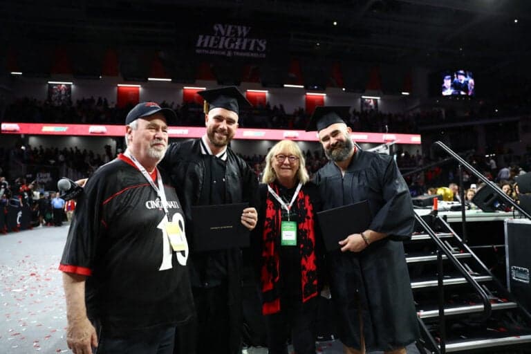 Travis and Jason Kelce surprised with graduation ceremony alongside Donna and Ed Kelce