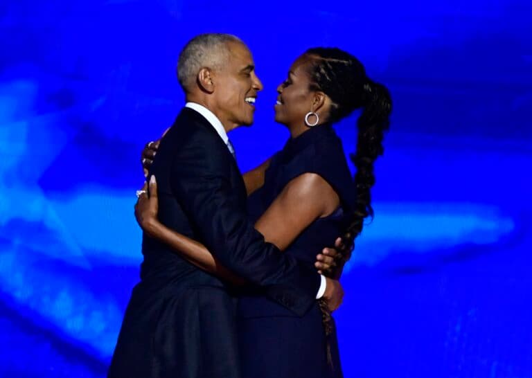 Michele Obama and Barack Obama at the 2024 Democratic National Convention