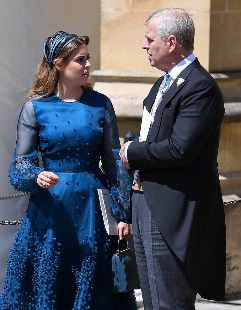 Princess Beatrice and Prince Andrew at The Royal Wedding of Prince Harry to Meghan Markle