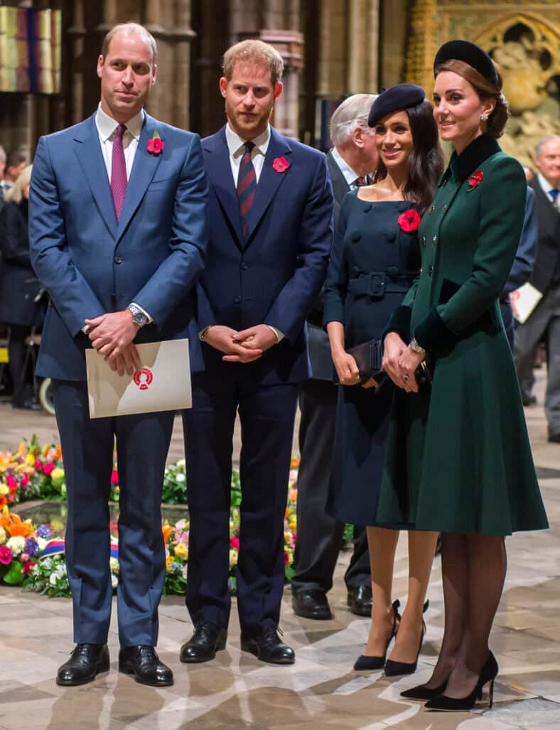 Members of the Royal Family attend a service to mark the centenary of the Armistice at Westminster Abbey, London, UK, on the 11th November 2018. Picture by Paul Grover/WPA-Pool. 11 Nov 2018 Pictured: Prince William, Duke of Cambridge, Prince Harry, Duke of Sussex, Meghan Markle, Duchess of Sussex, Catherine, Duchess of Cambridge, Kate Middleton. Photo credit: MEGA TheMegaAgency.com +1 888 505 6342 (Mega Agency TagID: MEGA305627_004.jpg) [Photo via Mega Agency]