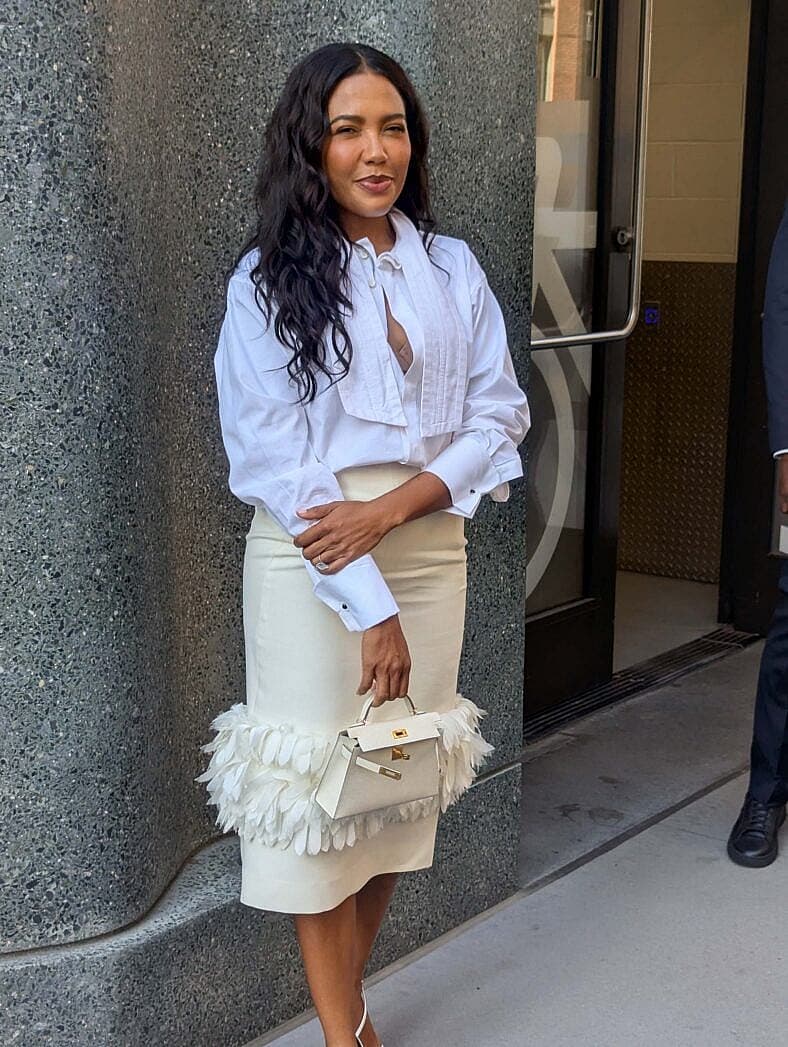 Emma Grede is seen arriving at 'Good Morning America'