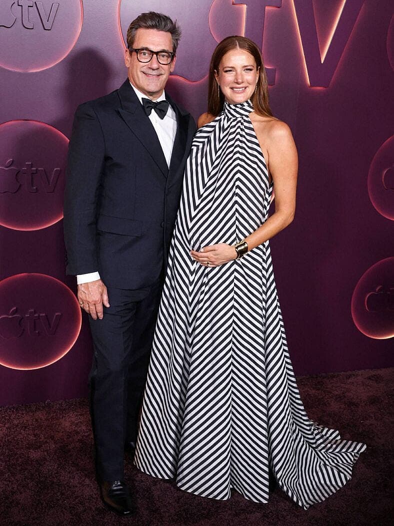 Jon Hamm and pregnant wife, Anna Osceola on Emmys night