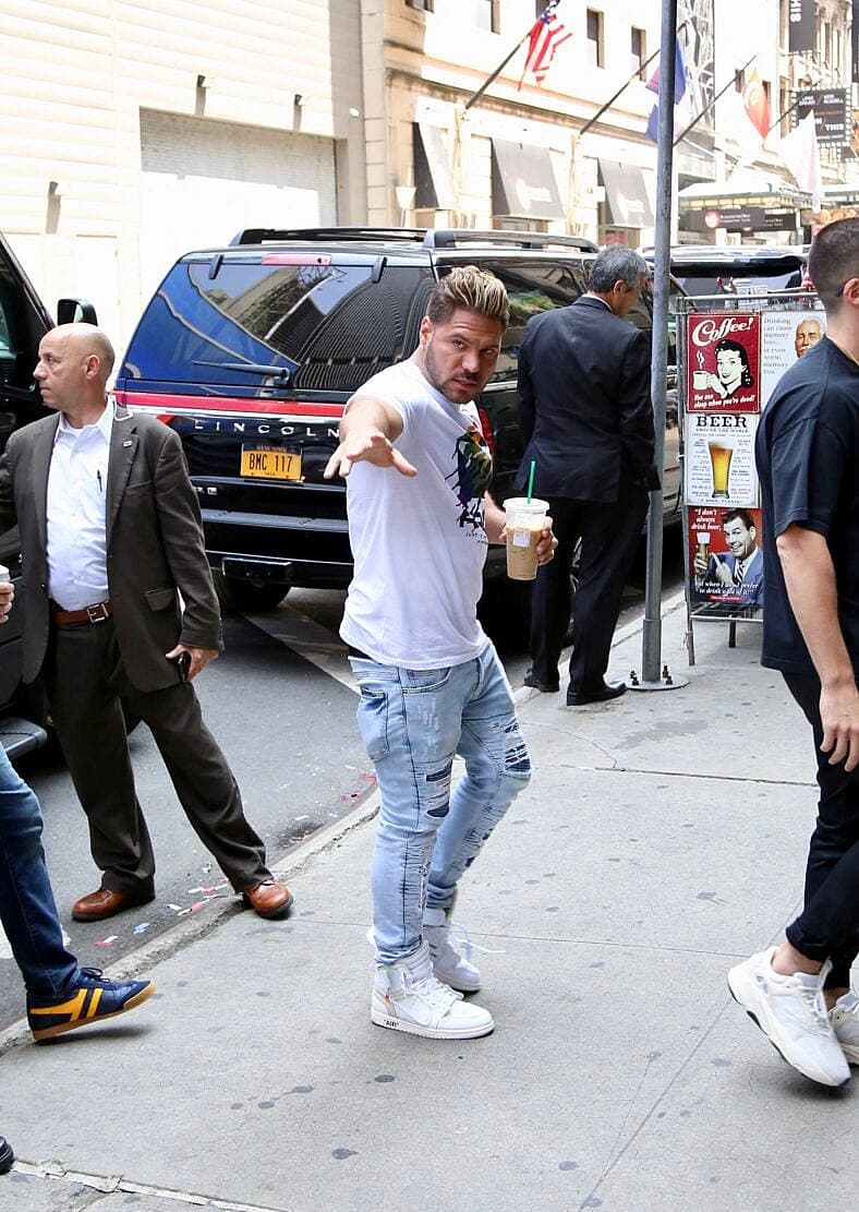 Ronnie Ortiz-Margo with Jersey Shore cast arrive at Good Morning America.