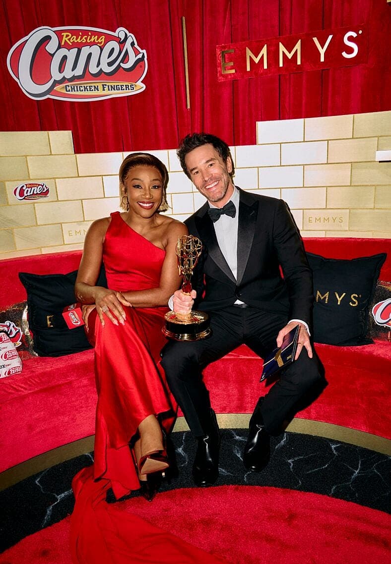 Tiffany Haddish and Tom Pelphrey at Emmys backstage