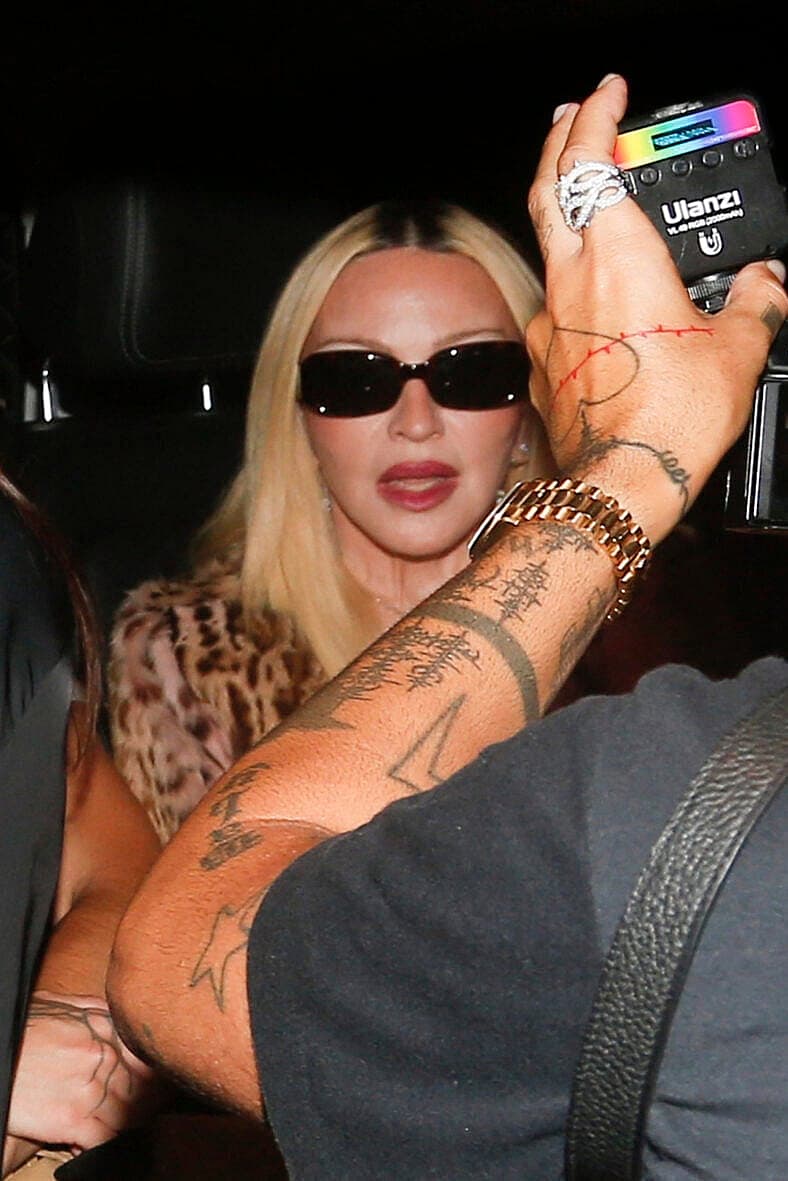 Madonna is seen leaving her hotel during Paris Fashion Week