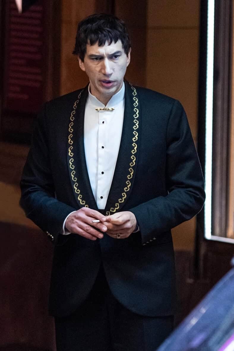 Adam Driver gets into character as "Caesar" in Francis Ford Coppola's Megalopolis filming in Atlanta, Georgia.