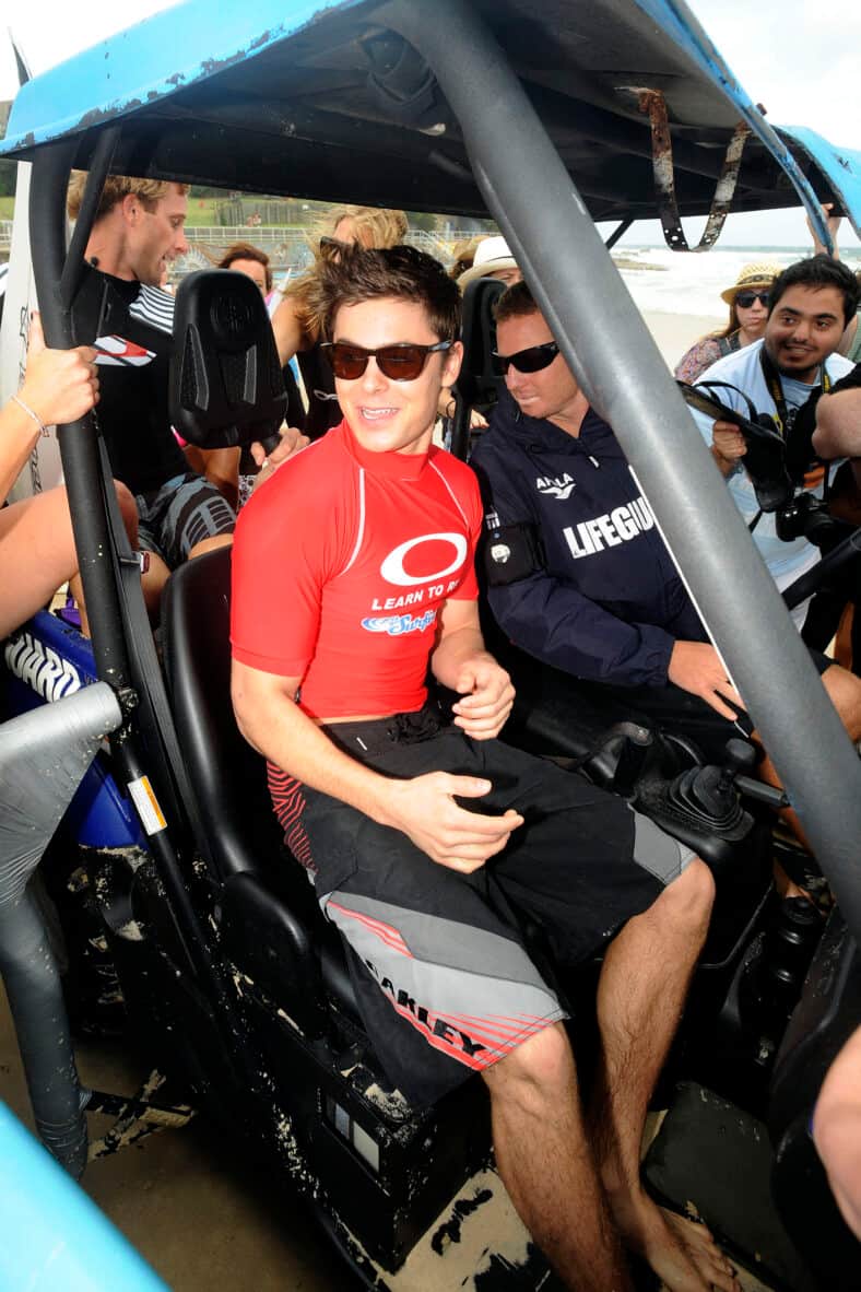Zac Efron attends the Oakley 'Learn To Ride' charity surf event in support of the One Sight Foundation at Bondi Beach on February 16, 2010 in Sydney, Australia