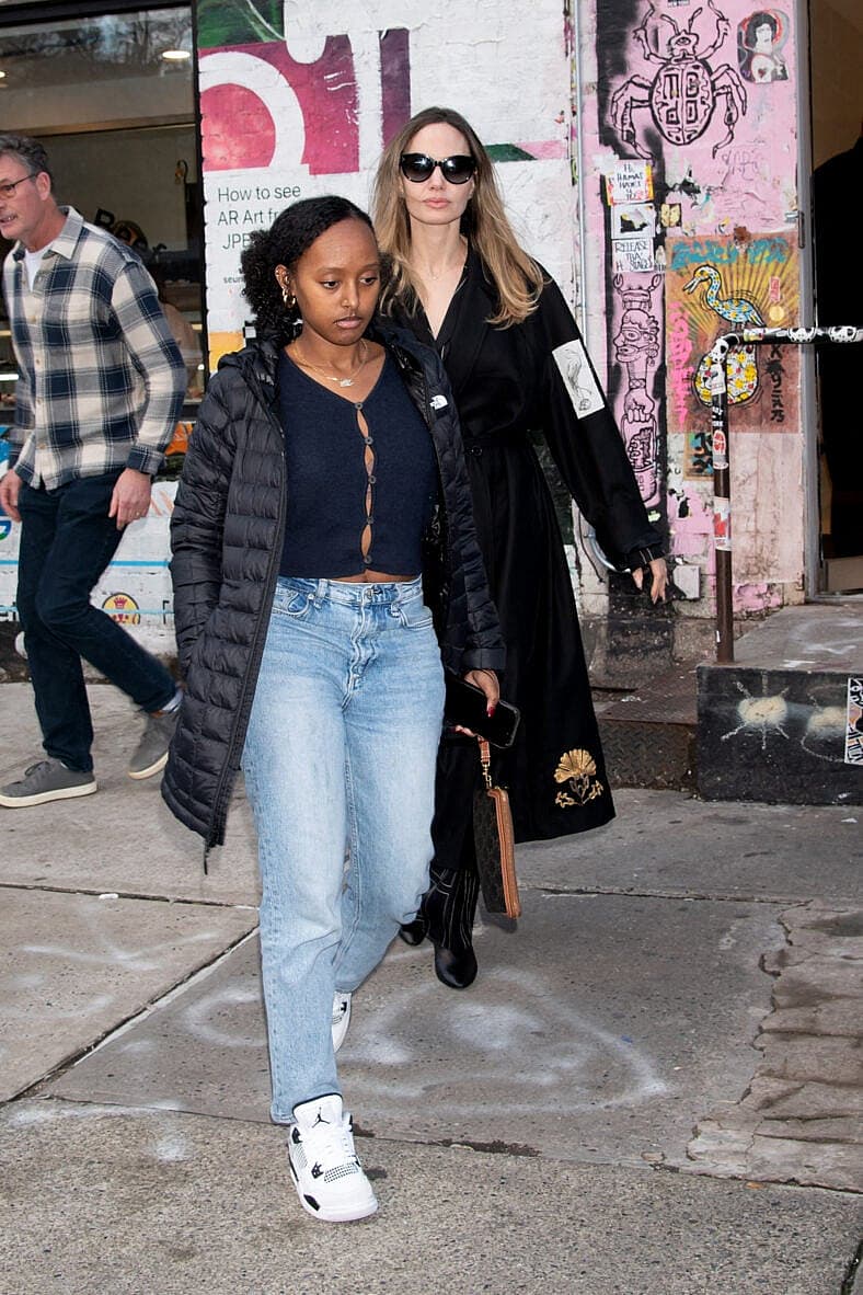 Angelina Jolie and daughter Zahara Jolie in NYC