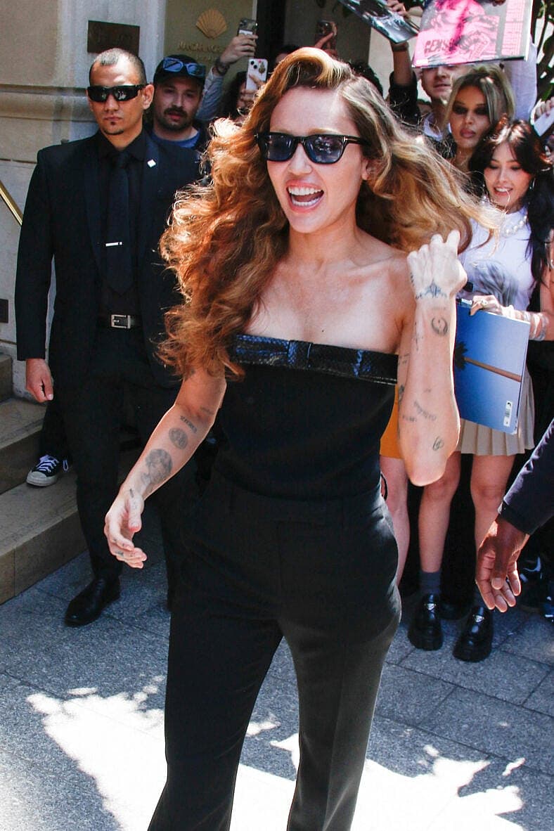 Miley Cyrus leaving her hotel before her private Spotify concert in Paris