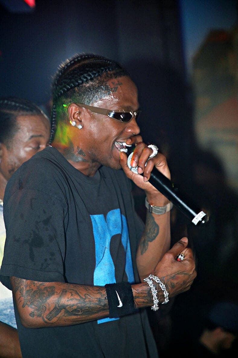 Travis Scott seen in the French Quarter of New Orleans, LA on Feb. 9, 2025.