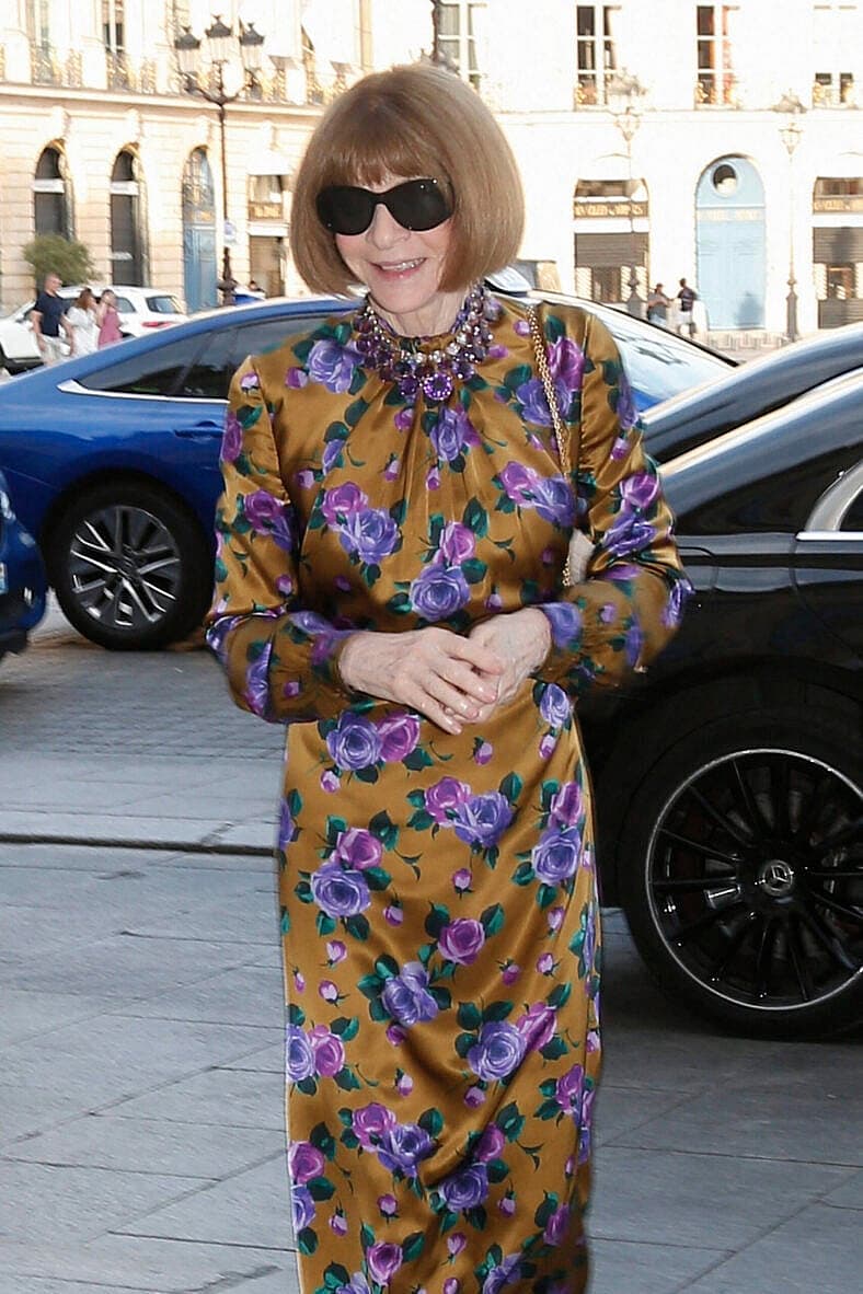 Anna Wintour is seen arriving at her hotel during Paris Fashion Week