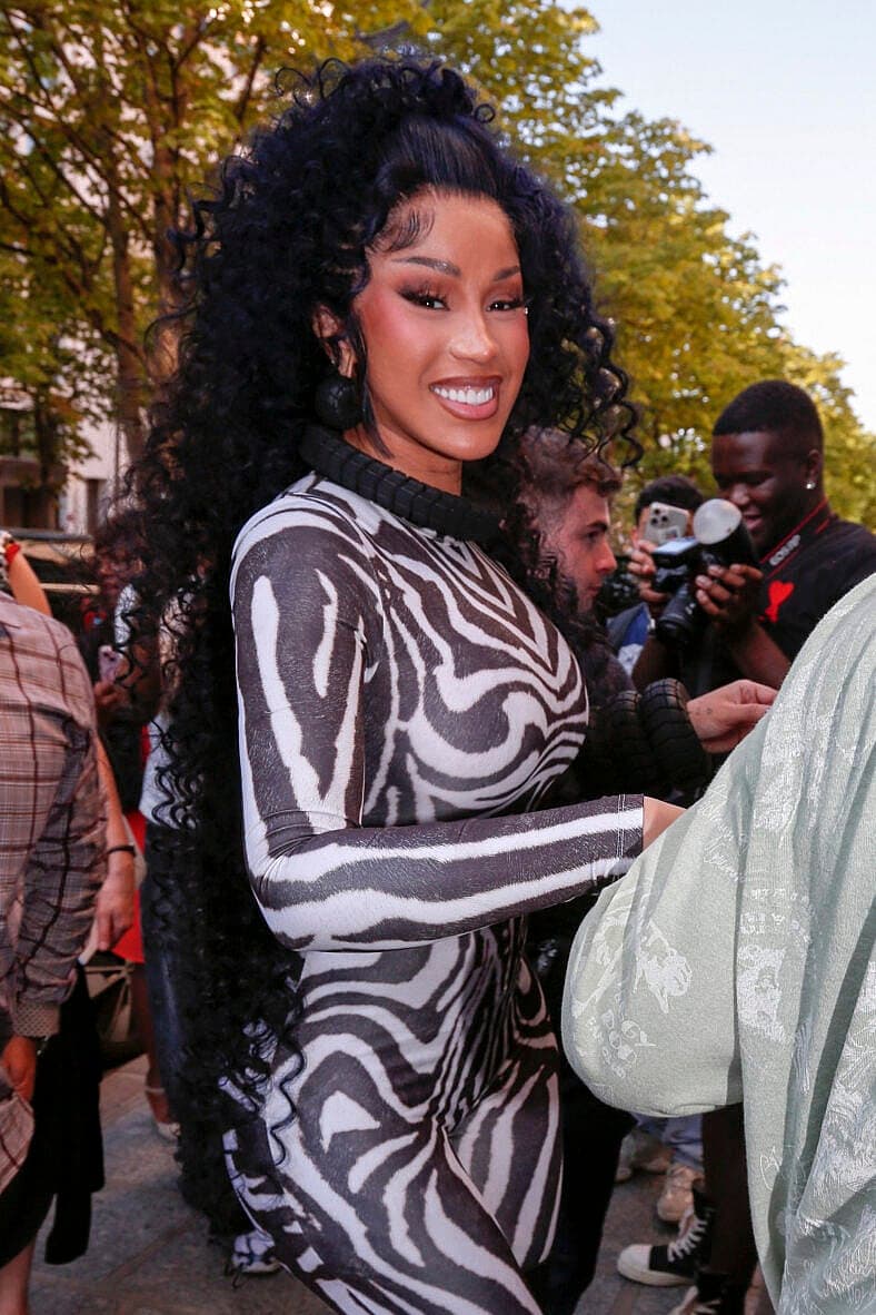 Cardi B is seen arriving at her hotel during Paris Fashion Week