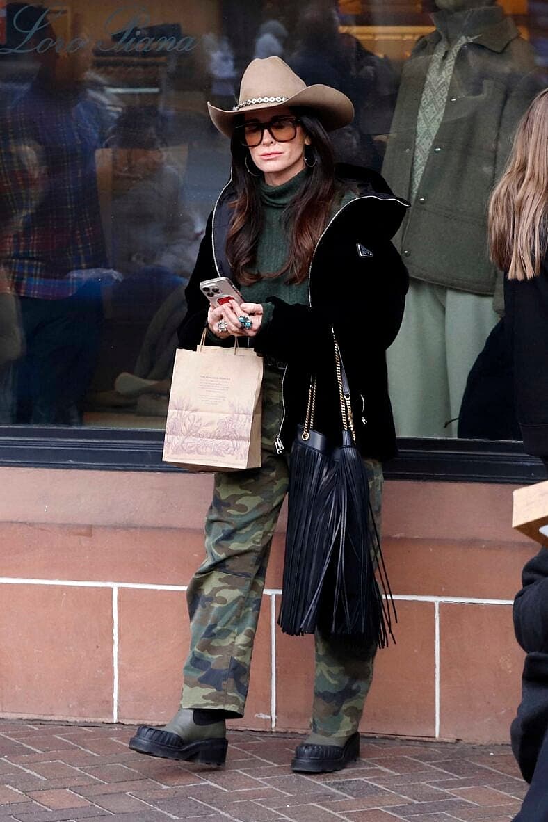 Kyle Richards is seen out for a walk in Aspen