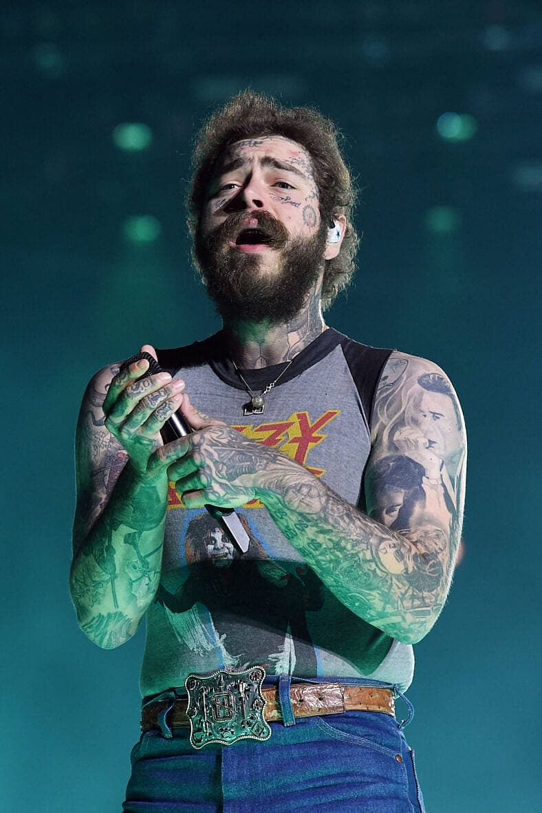 Post Malone performing at Tottenham Hotspur Stadium