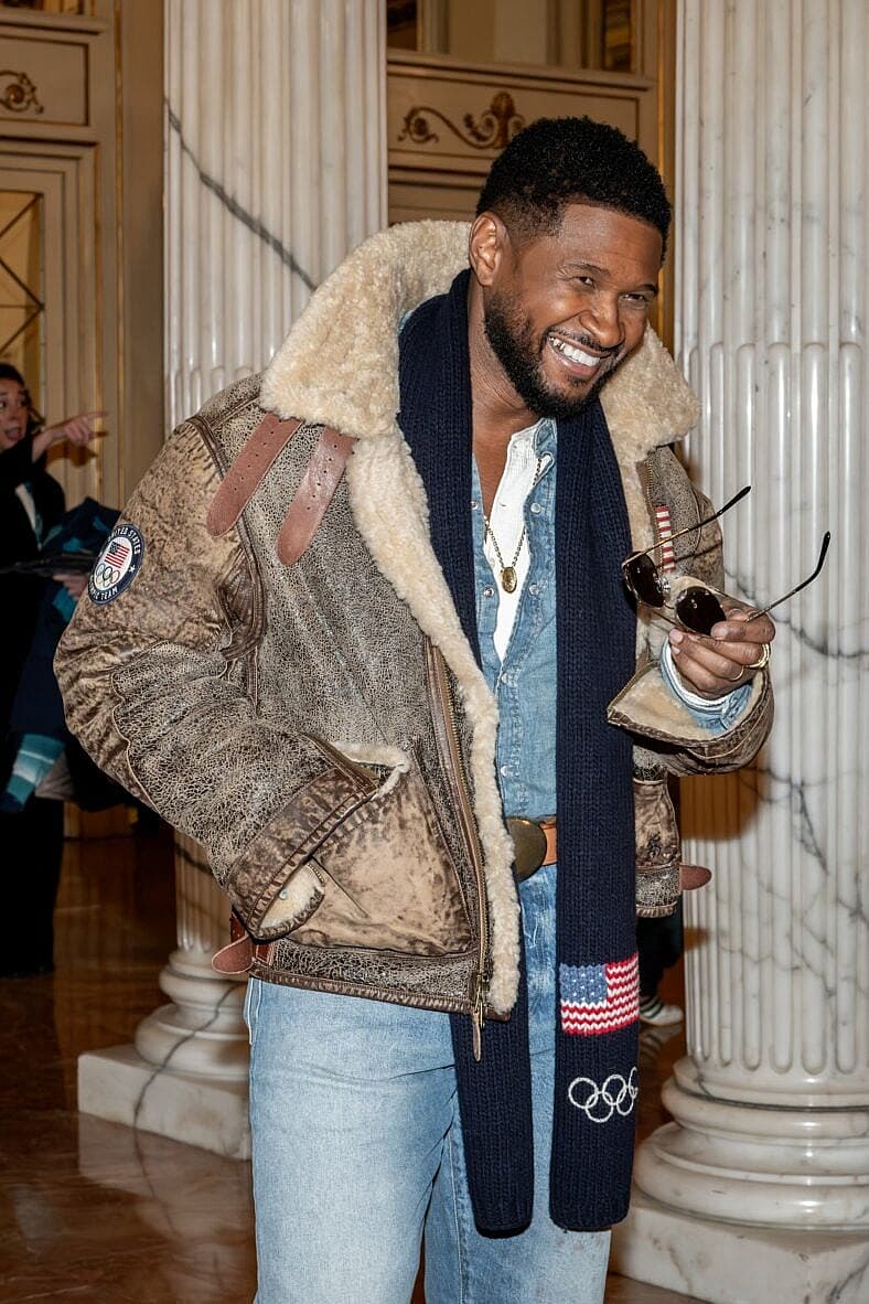 Usher on Red Carpet Before The Opening Ceremony Of The Milan Cortina 2026 Winter Olympic Games.