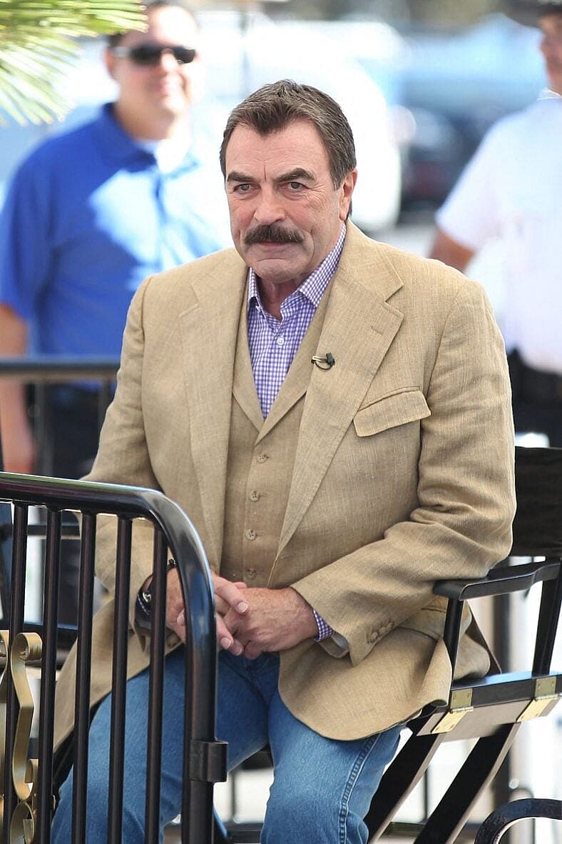 Tom Selleck at EXTRA with Mario Lopez