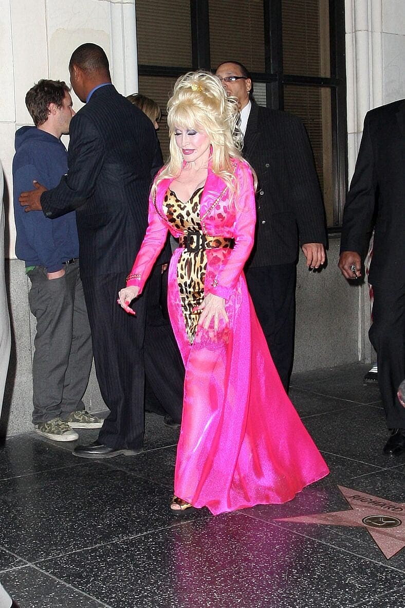 Dolly Parton’s Vandalized Hollywood Walk Of Fame Star Sparks Online Political Firestorm 2 Dolly Parton seen filming a music video on the Hollywood Walk of Fame.