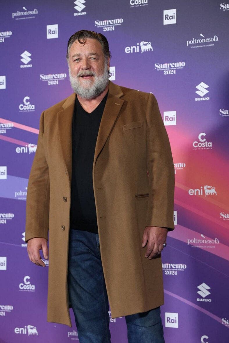 Russell Crowe press conference at the Festival of Sanremo 2024
