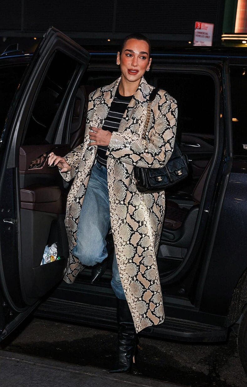 Dua Lipa is all smiles while arriving to CBS Mornings this morning in New York City