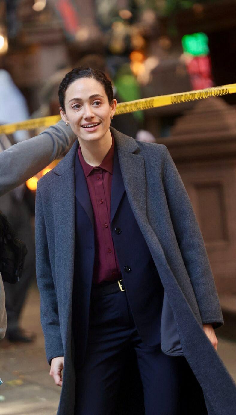 Emmy Rossum on set of her new show “Furious” where she plays an FBI agent.