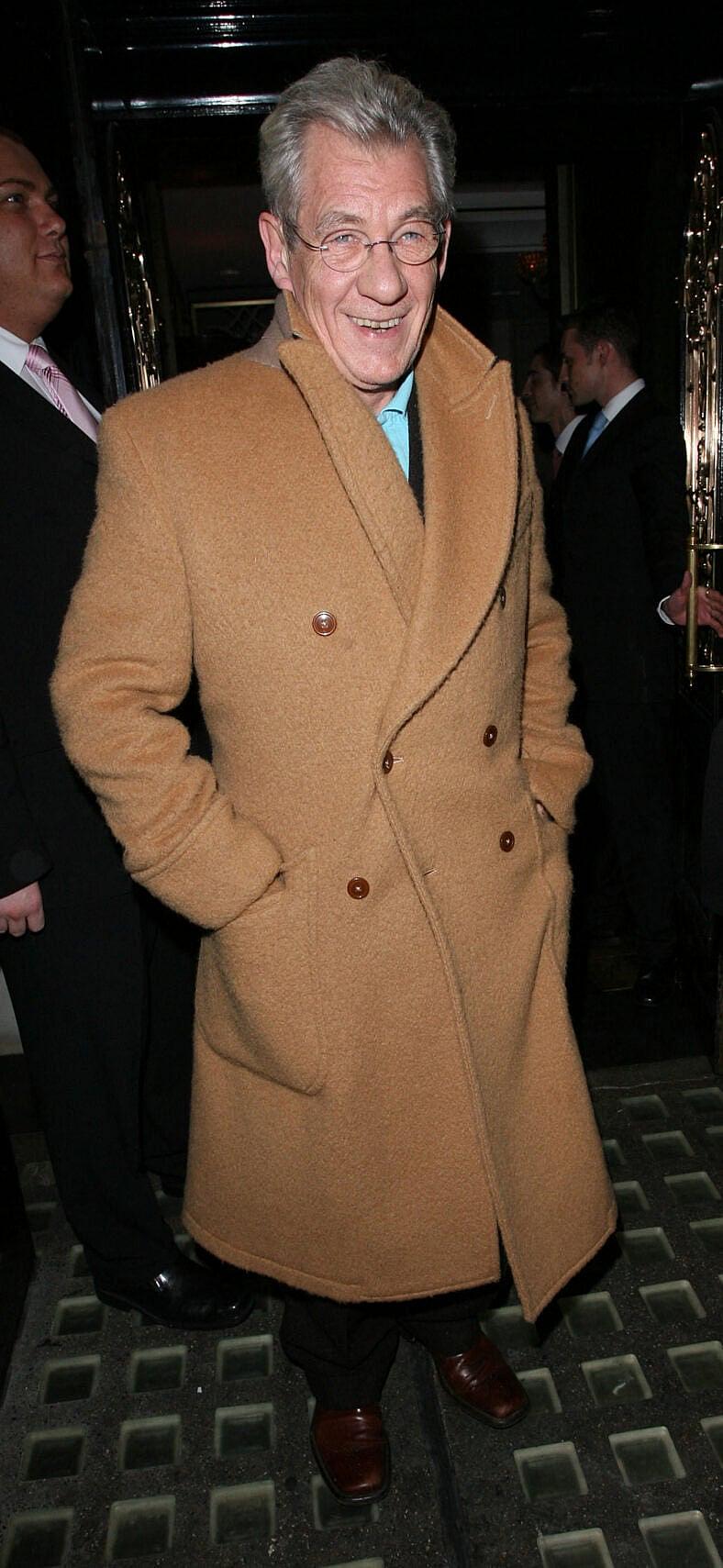 Peter Mandelson, Sir Ian McKellen, Duncan Bannatyne and his wife Joanne McCue are seen leaving Scott's restaurant in Mayfair
