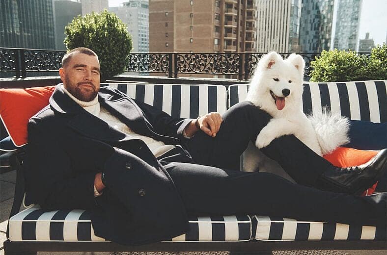Travis Kelce and Taylor Swift’s new dog Wendy stars alongside Travis in Tommy Hilfiger campaign