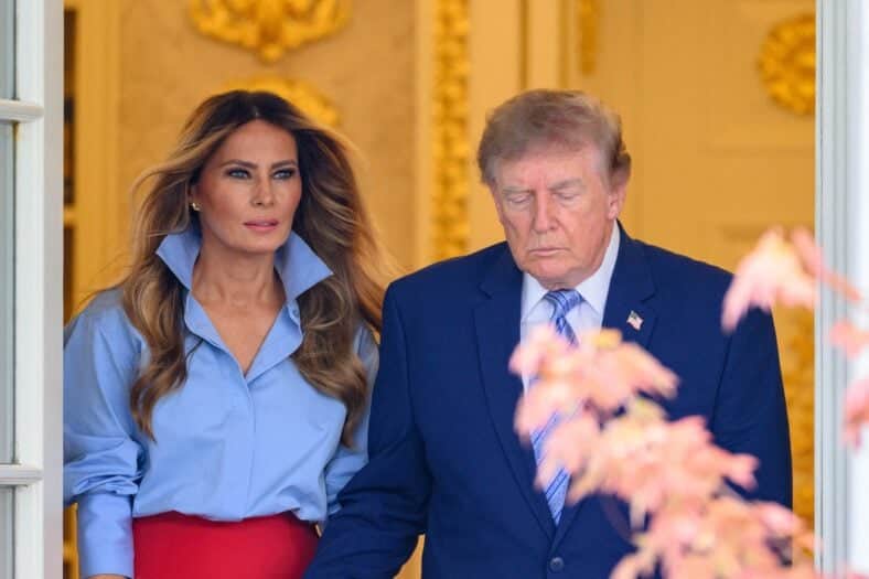 Donald Trump with Melania Trump as she announces Fostering The Future Partnership