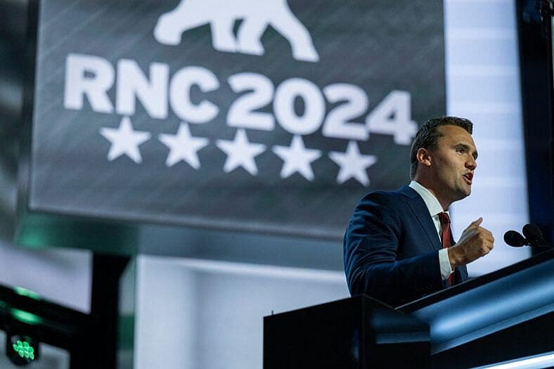 Charlie Kirk speaking at the Republican National Convention Kicks off in Milwaukee