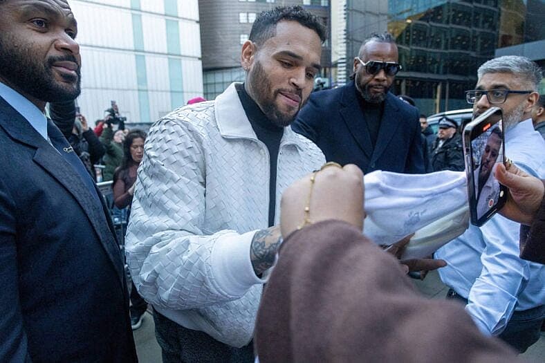 Chris Brown outside the courthouse.