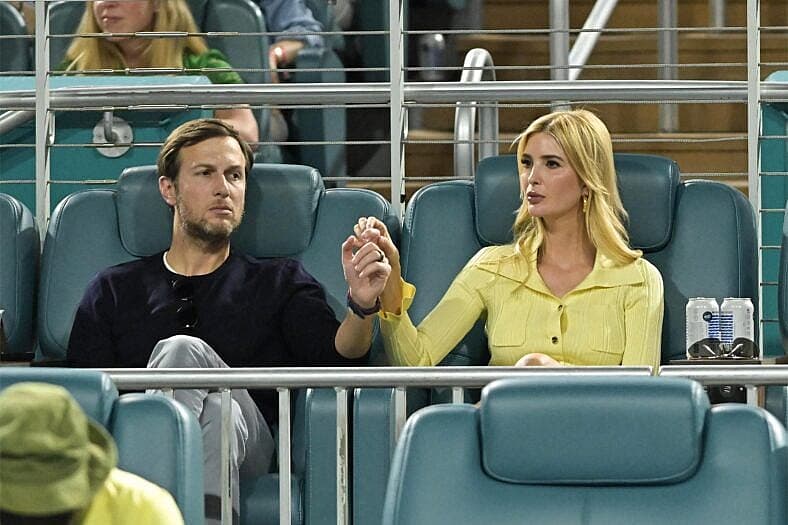 Jared Kushner and Ivanka Trump watching the men's singles quarterfinals at the Miami Open