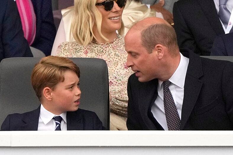 Prince George and Prince William in conversation