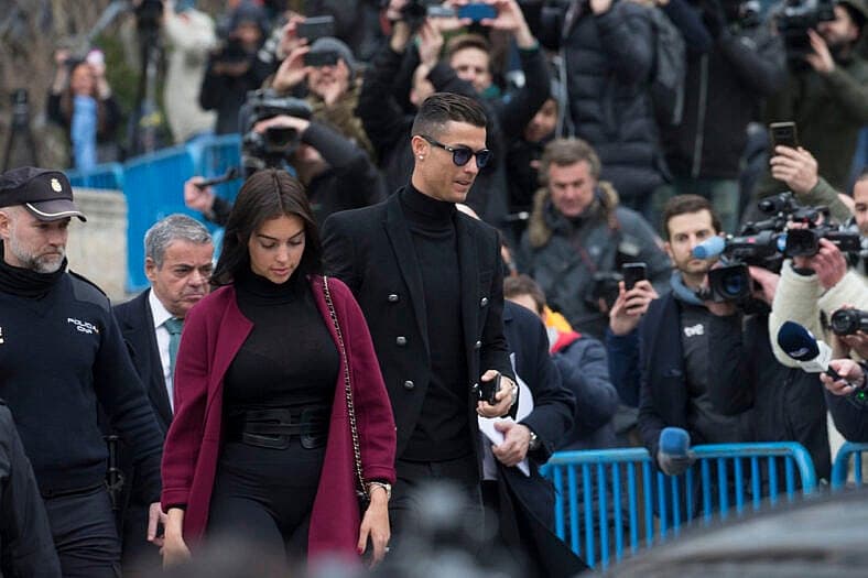 Cristiano Ronaldo and Georgina Rodriguez leaving Spanish court