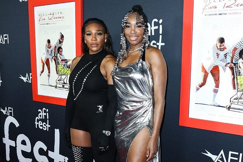 Serena Williams and sister Venus Williams arrive at the 2021 AFI Fest - Closing Night Premiere Of Warner Bros. Pictures' 'King Richard'