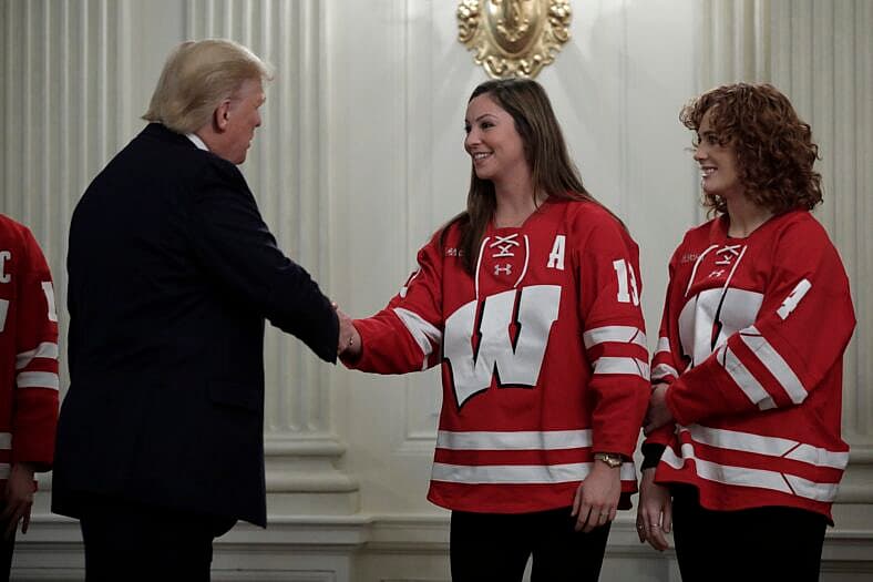 Donald Trump greets college athletes - Washington
