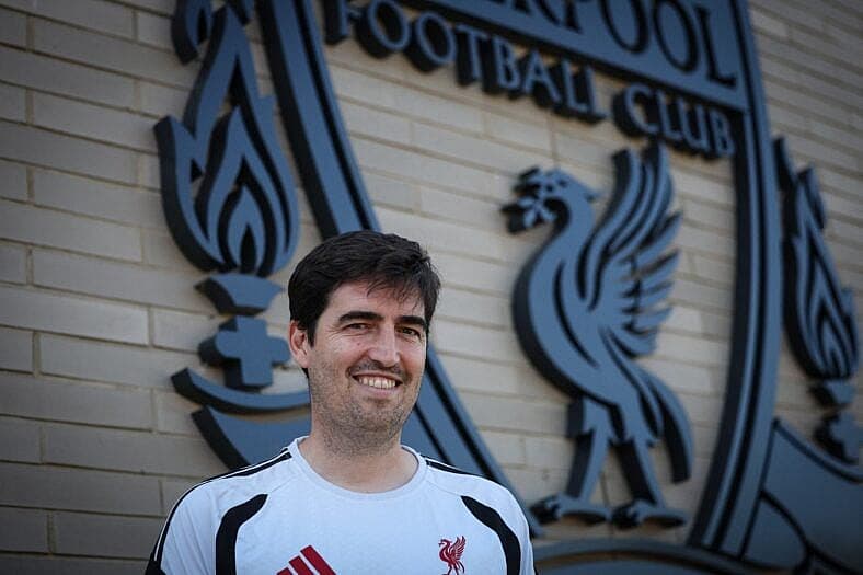 Liverpool manager Andoni Iraola gives his first press conference at the club's Axa Training Centre in Liverpool, UK