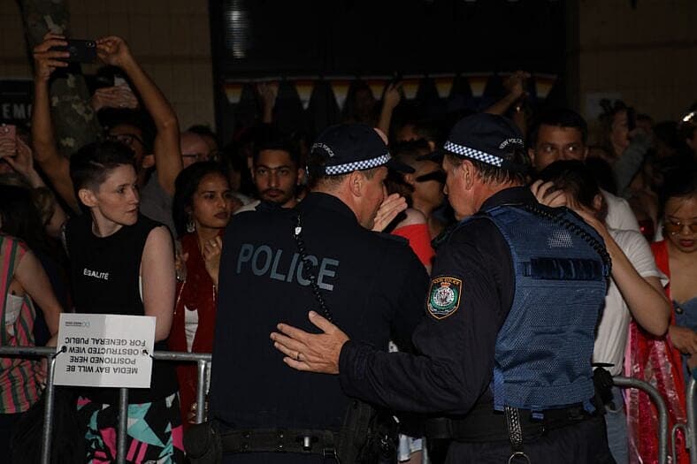 Police deal with crowds at Mardi Gras Parade