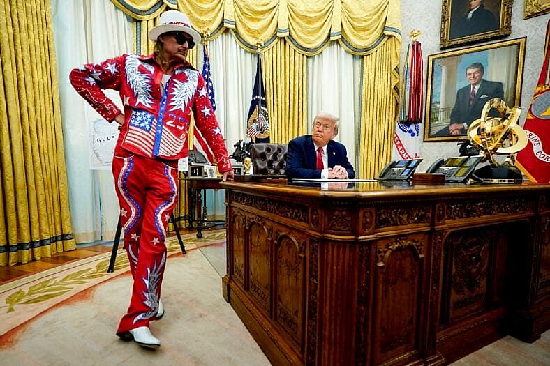 Kid Rock present as Donald Trump Signs Executive Orders in the Oval Office