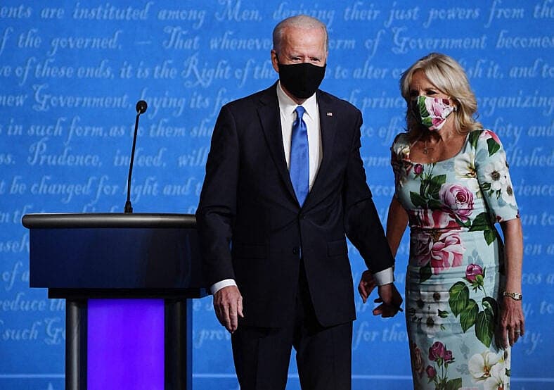 Joe and Jill Biden during the 2020 Presidential Debate