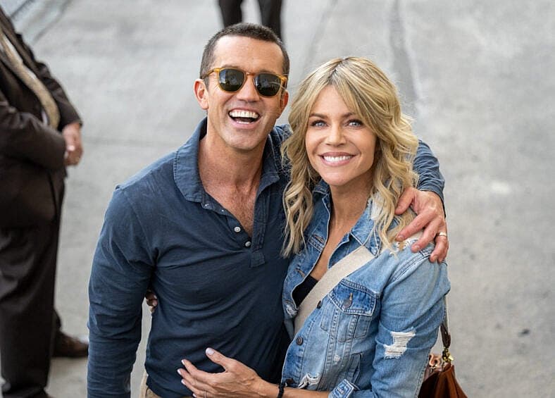Rob McElhenney and Kaitlin Olson at “Kimmel”